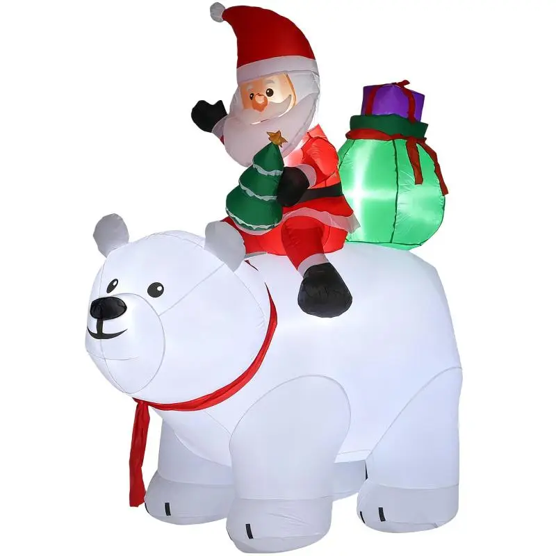 Inflatable Santa on Polar Bear, 200 cm