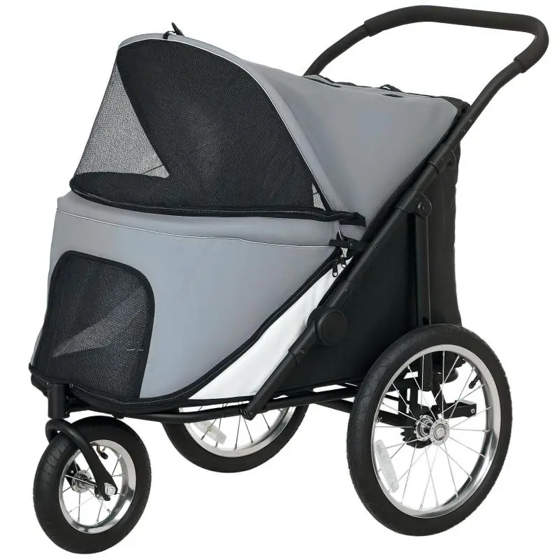 3-Wheel Dog Stroller, Grey