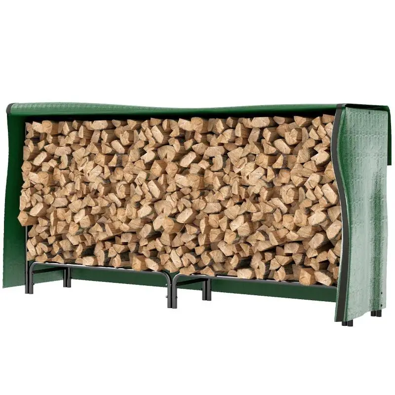 Firewood Rack with Cover, 0.6 m³, Black and Dark Green