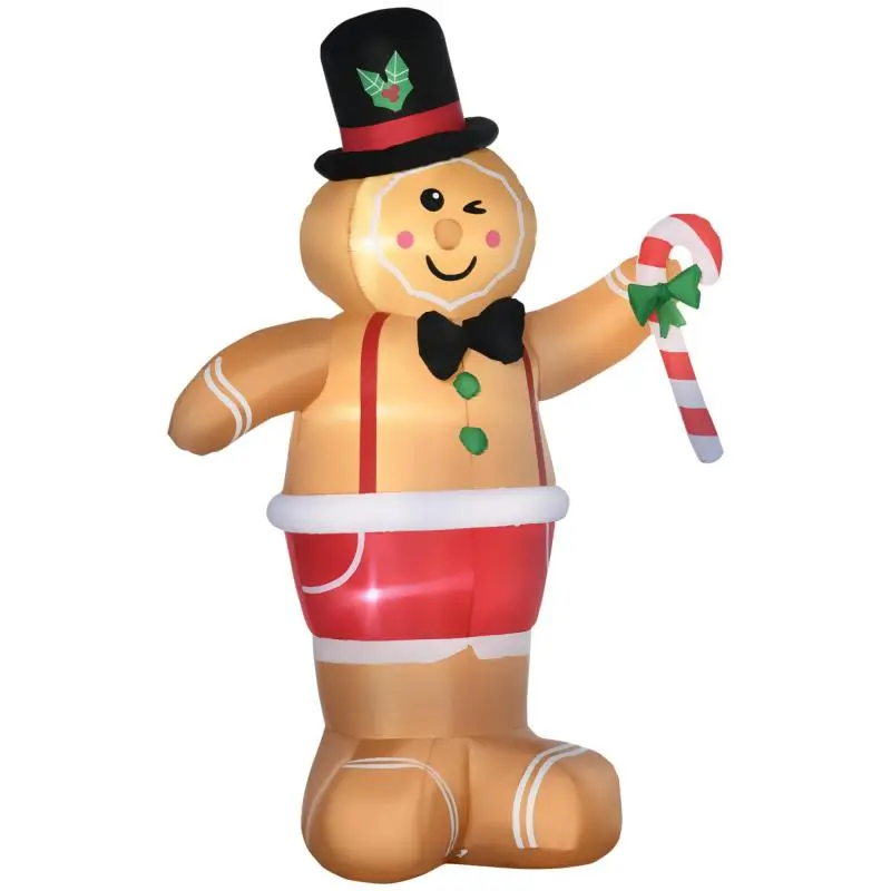 Inflatable Gingerbread Man with LED Lights, 2 m