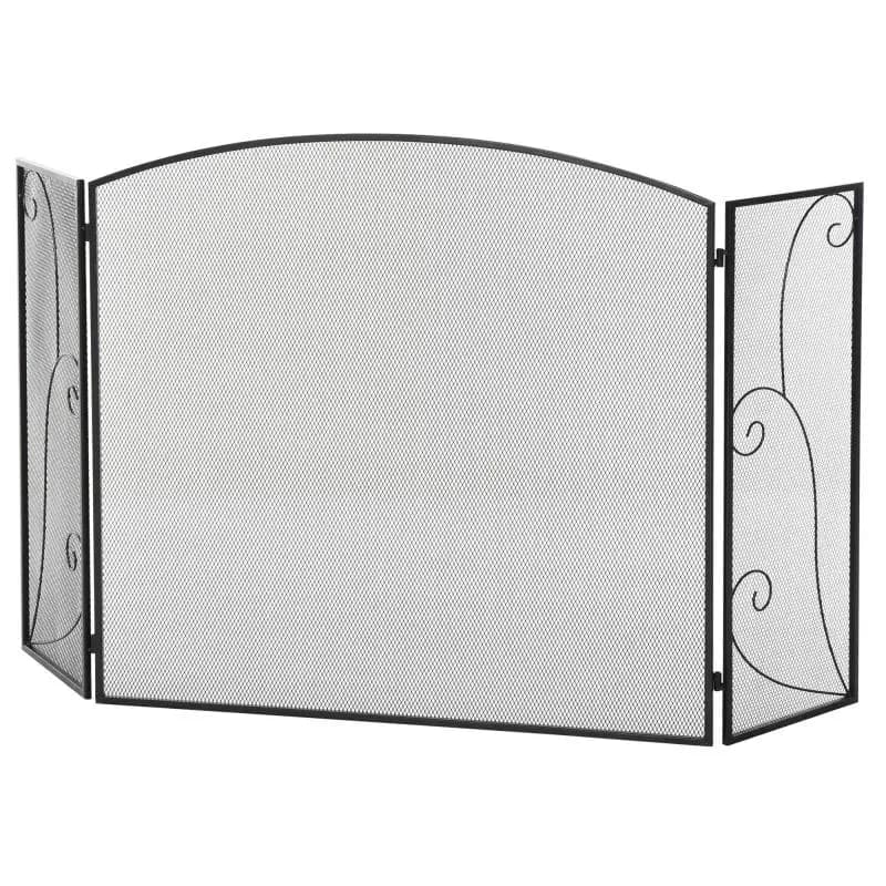 Fireplace Spark Guard, 3 Panels, Black