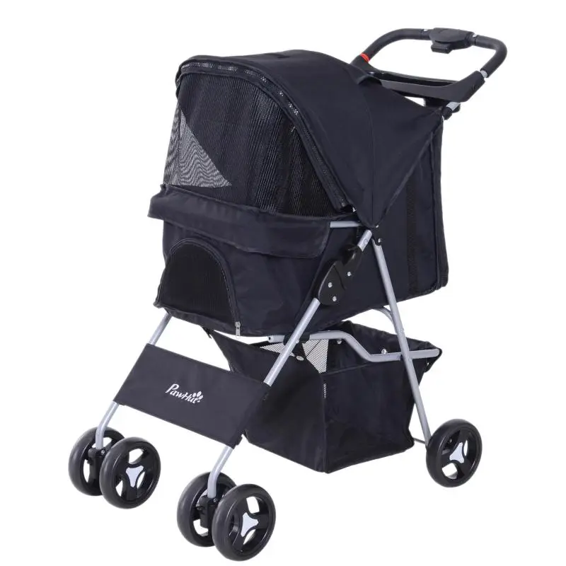 Foldable Dog Stroller with Removable Canopy