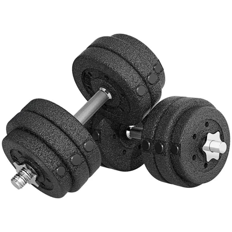 30 kg Dumbbell Set (8 x 2.5 kg, 4 x 1.5 kg) with 12 Plates and 2 x 2 kg Dumbbell Bars, 43 x 18 x 7.5 cm, Black