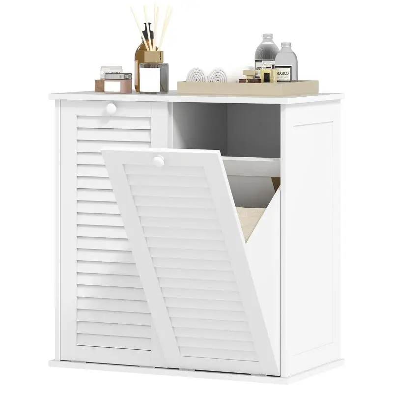 Bathroom Cabinet with Laundry Baskets, White