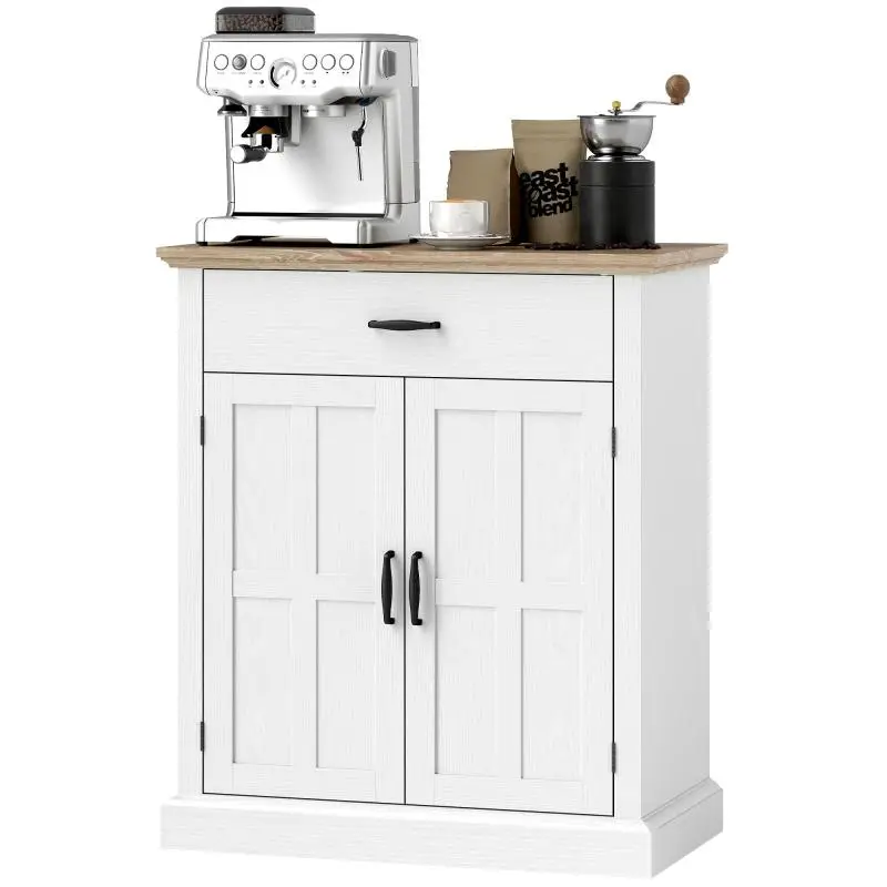 Sideboard with 2 Doors and Drawer, 75.2 cm, White
