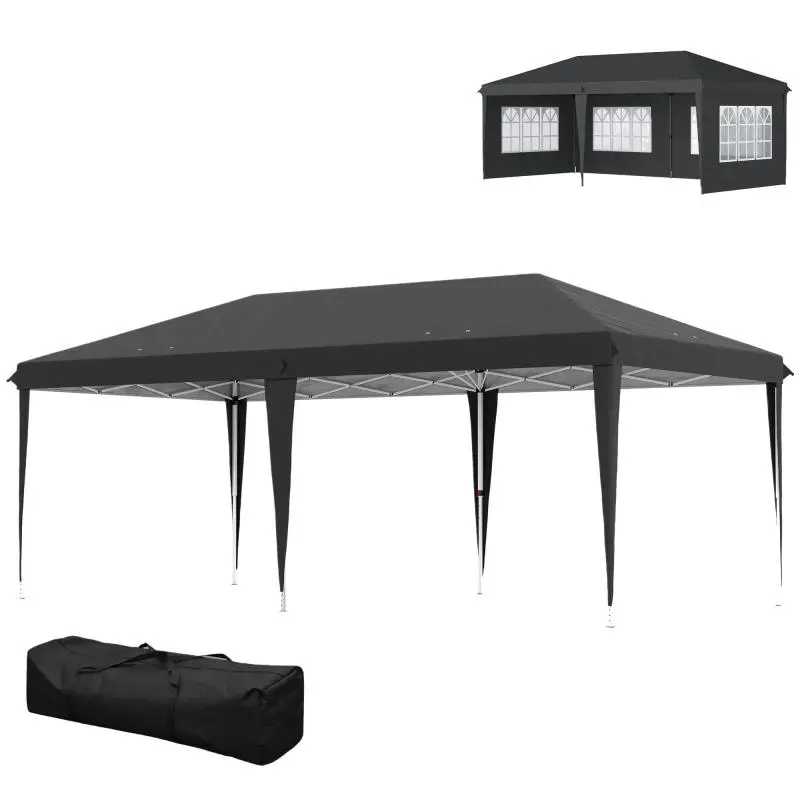 Pop-Up Gazebo with 4 Sidewalls and Windows, 585 × 295 cm