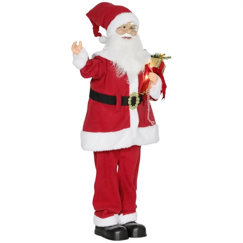 Standing Santa Claus Figure with LED Gift Box, 120 cm