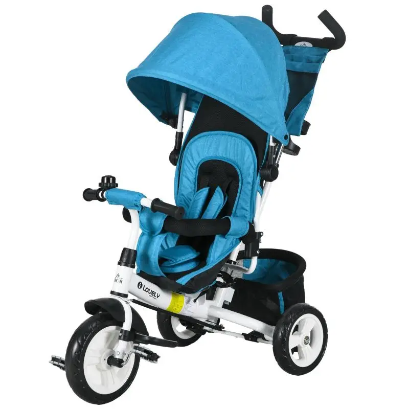 Children's Tricycle with Canopy and Push Handle