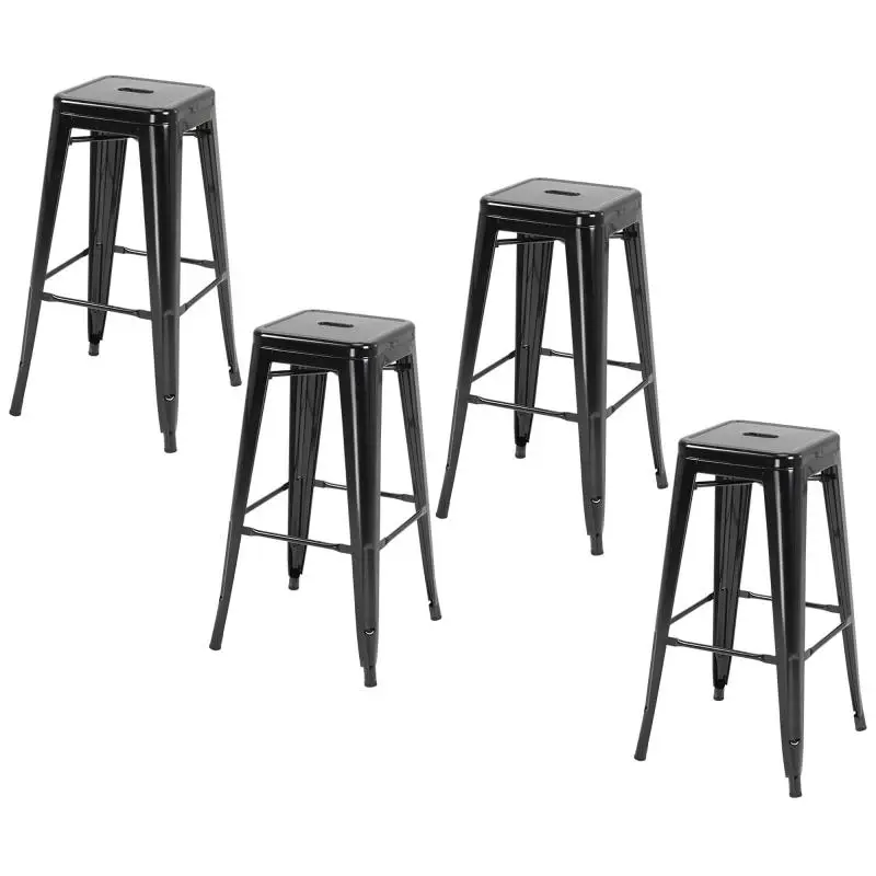 Set of 4 Metal Bar Stools