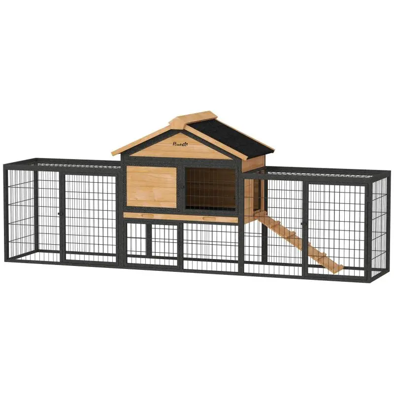 Rabbit Hutch with Run, 217 × 53 × 86 cm
