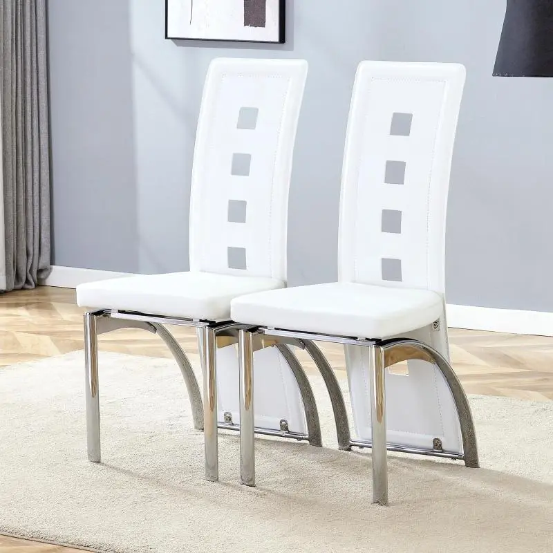 Set of 2 Dining Chairs with Cutout Backrest
