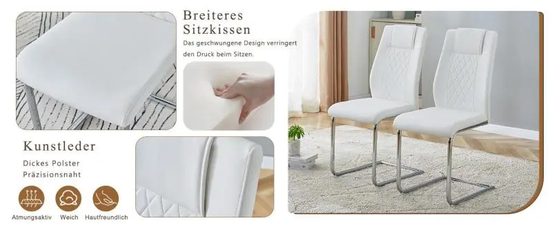 White Dining Chairs, Set of 4