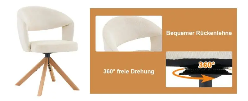 Set of 2 Swivel Dining Chairs in Cream White