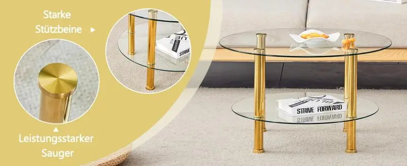 Two-Tier Glass Coffee Table, 70 cm