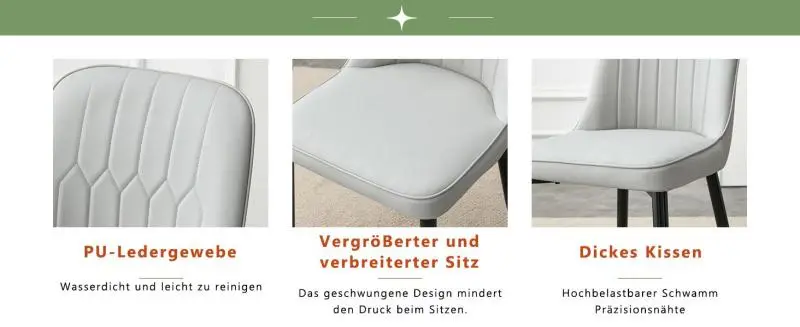 Set of 2 Dining Chairs with Black Metal Legs