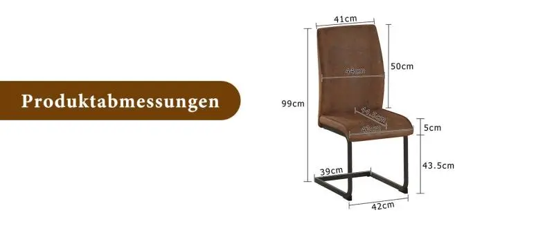 Set of 2 Dining Chairs in Brown Technical Fabric