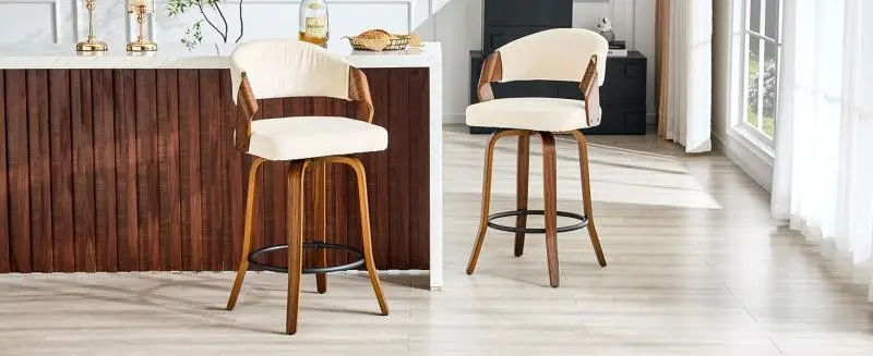 Set of 2 Bar Stools with Backrest, 95 cm