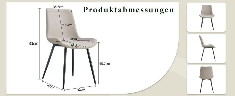Set of 4 Dining Chairs, Black and Grey