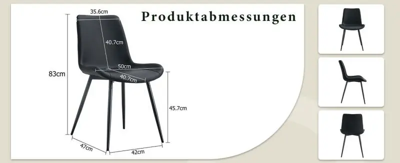 Set of 4 Dining Chairs, Black
