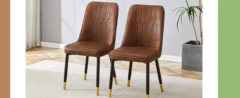Set of 2 Dining Chairs with Black Metal Legs