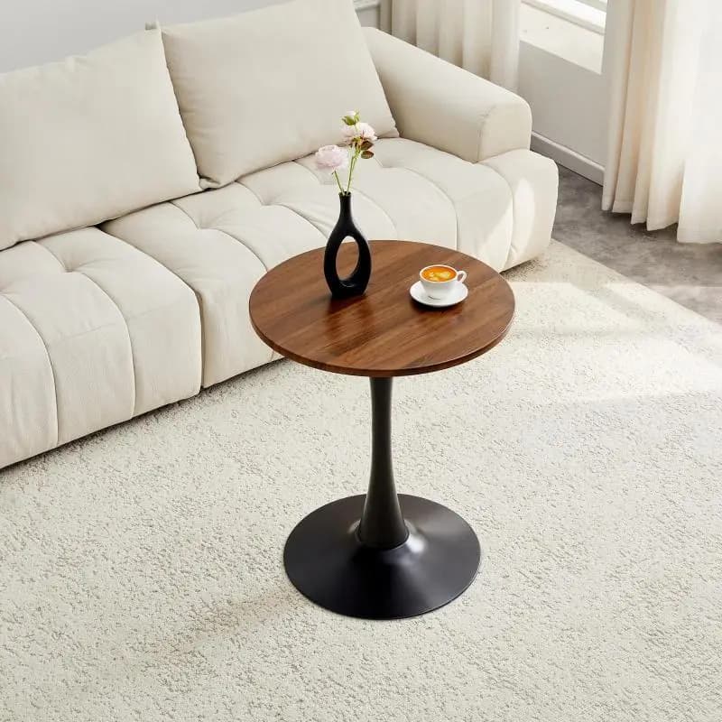 Round Side Table, 60 cm, Walnut