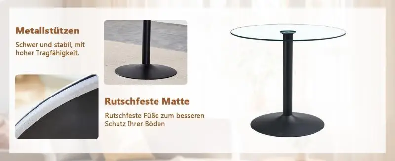 Round Glass Bar Table, 85 cm