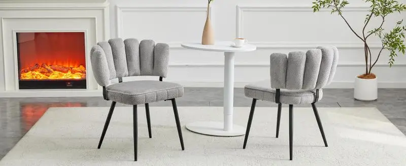 Set of 2 Dining Chairs with Fan Backrest