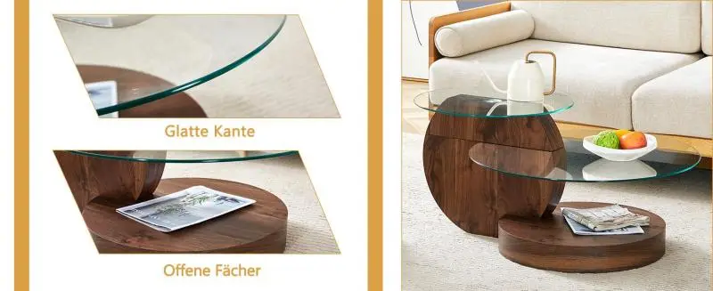 Coffee Table with Tempered Glass Top
