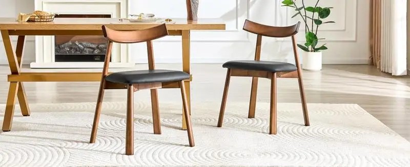 Set of 2 Dining Chairs with Wooden Frame