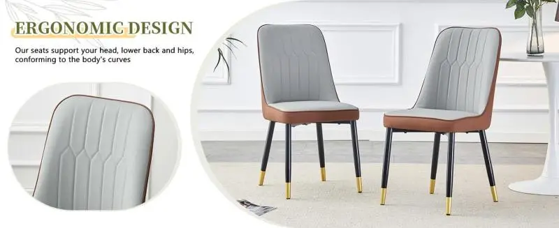 Set of 2 Dining Chairs in Brown and Black