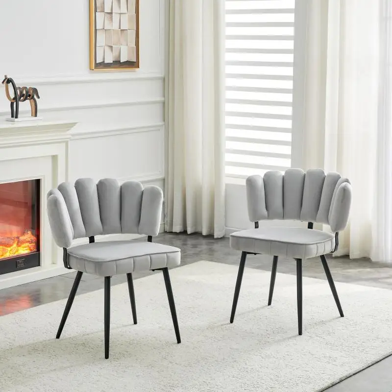 Set of 2 Dining Chairs with Velvet Backrest, 80 cm