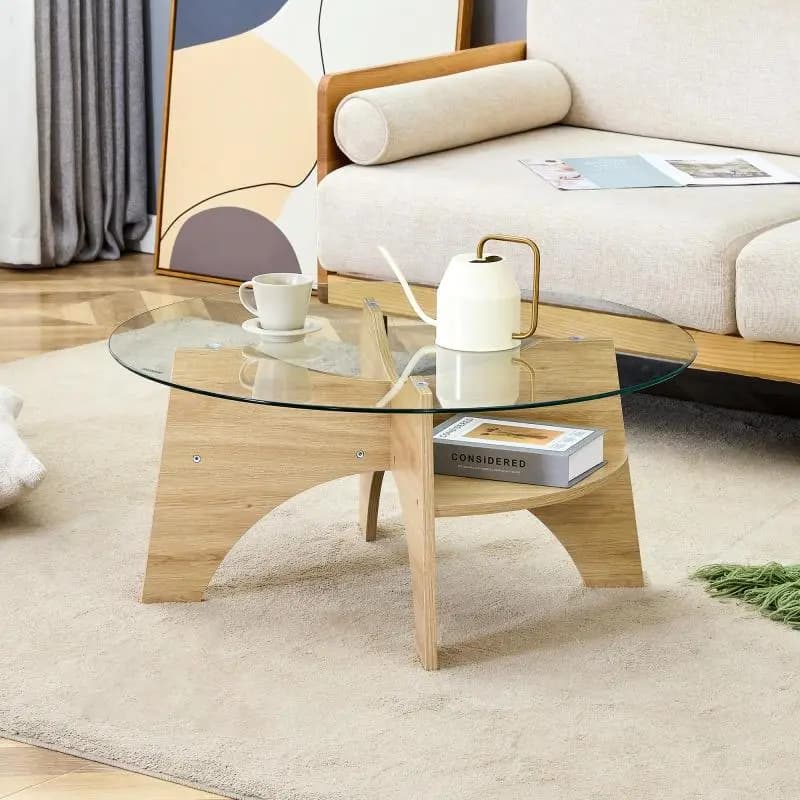 Round Glass Coffee Table, 80 cm