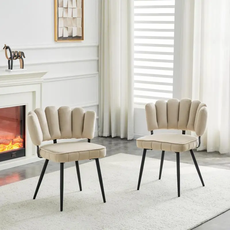 Set of 2 Dining Chairs with Floral Backrests
