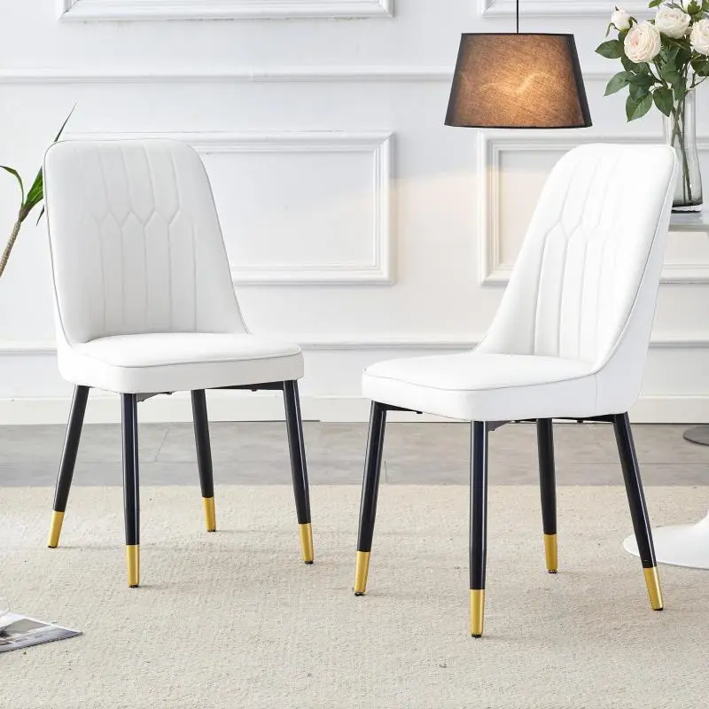 Set of 2 Dining Chairs in White and Black