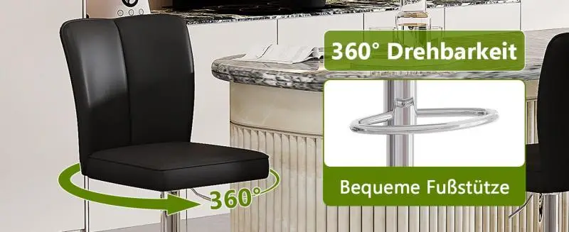 Set of 2 Height-Adjustable Swivel Bar Stools