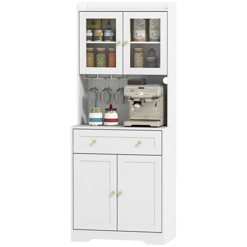 Kitchen Cabinet with Work Surface and Wine Glass Holder