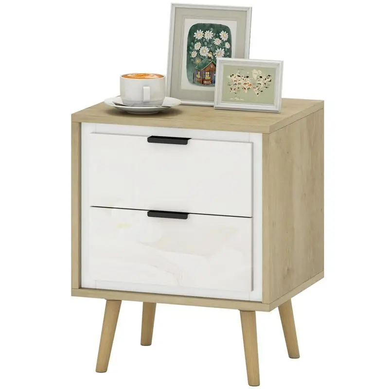 Narrow Bedside Table with 2 Drawers