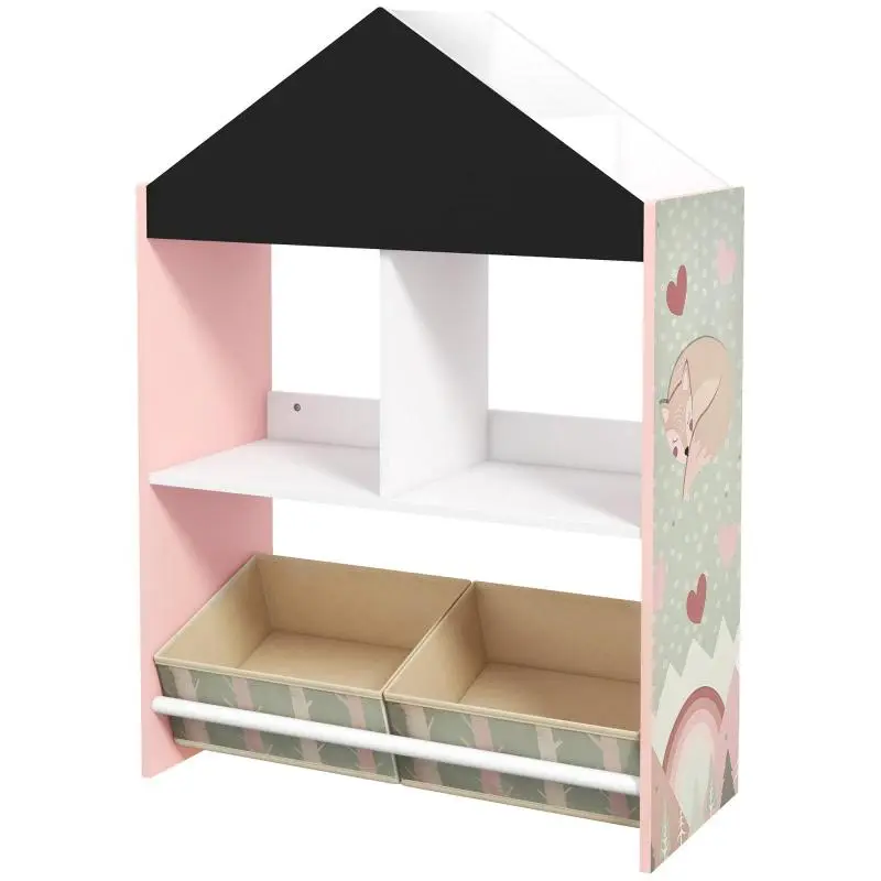 Children’s Toy Storage Unit with Bins, Pink