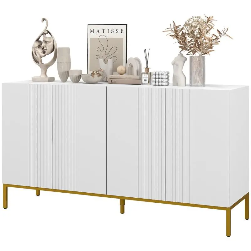 4-Door Sideboard with Adjustable Shelves, White