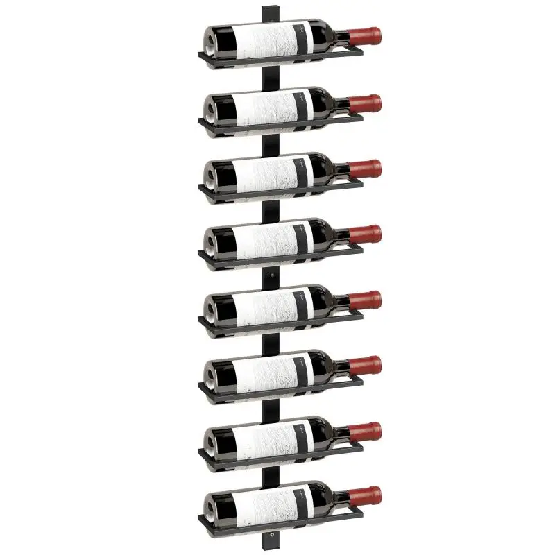 Wall-Mounted Steel Wine Rack, 8 Bottles, Black