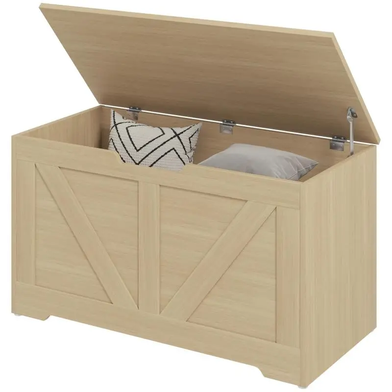 Storage Chest, 80 x 40 x 45 cm, Natural Wood