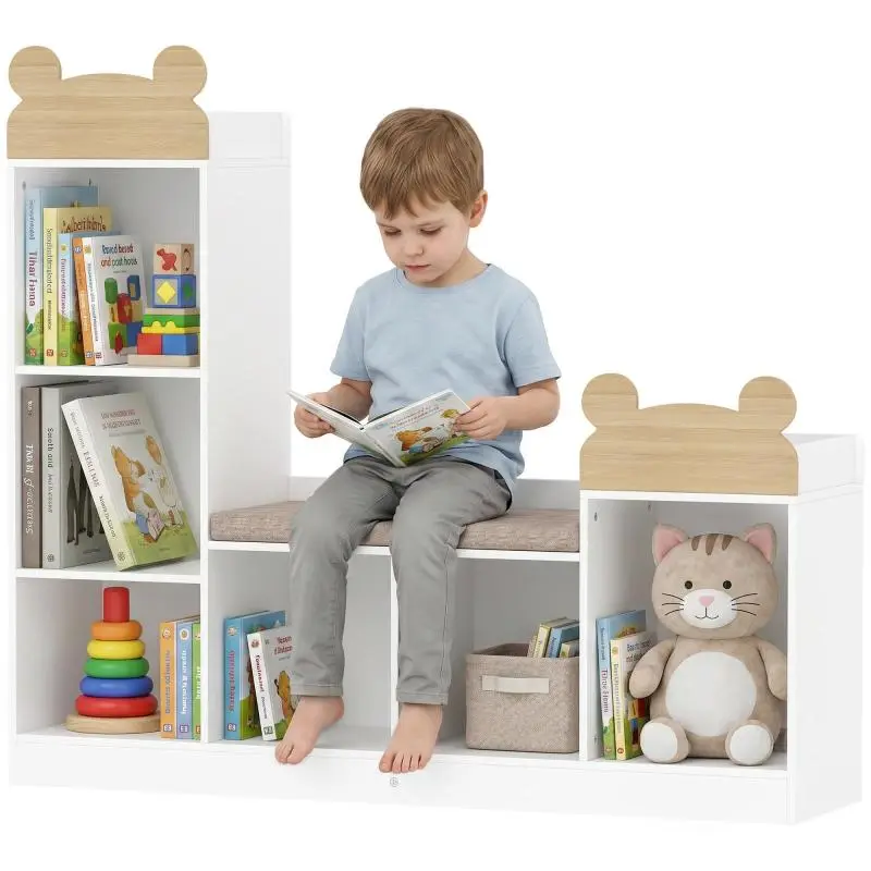 Children’s Bookcase with Reading Nook, White