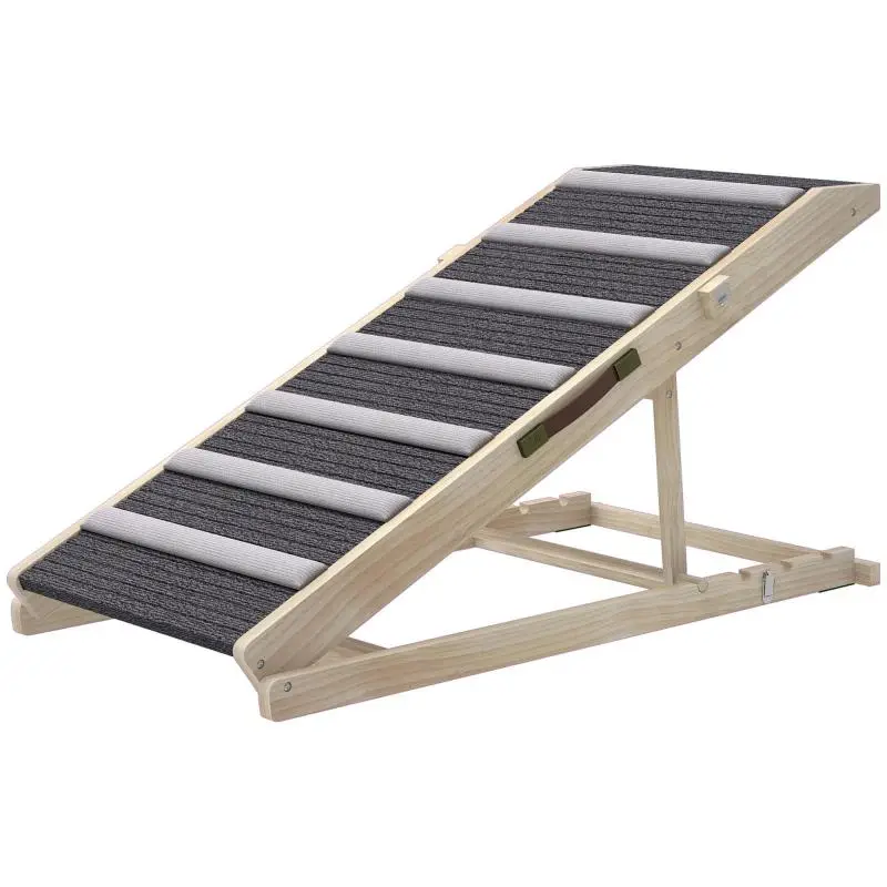 Wooden Dog Ramp with Non-Slip Mats, Adjustable Height