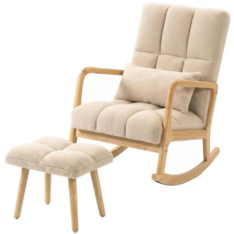 Rocking Chair with Footrest, Beige
