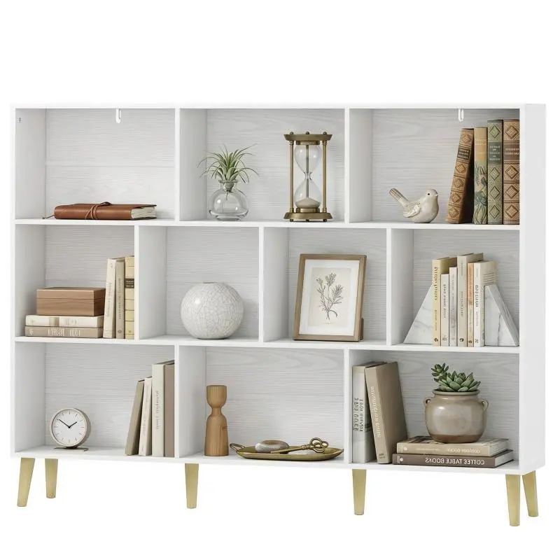 3-Tier Bookcase, 140 cm, White Wood Effect