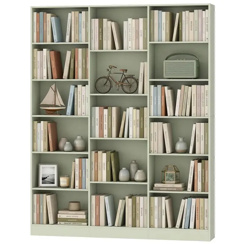 6-Tier Bookcase, 17 Compartments, Green
