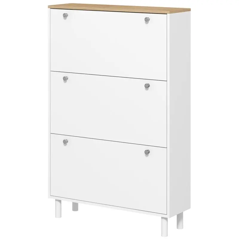 24-Pair Shoe Cabinet with 3 Tilt-Out Drawers, Black