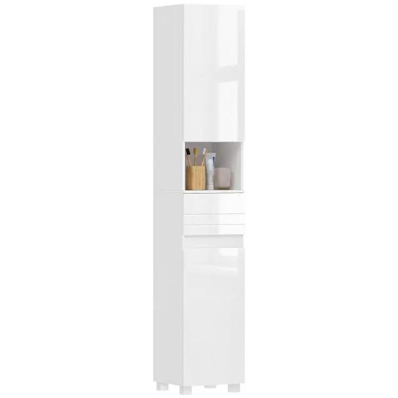 Tall Bathroom Cabinet with 2 Doors and Drawer