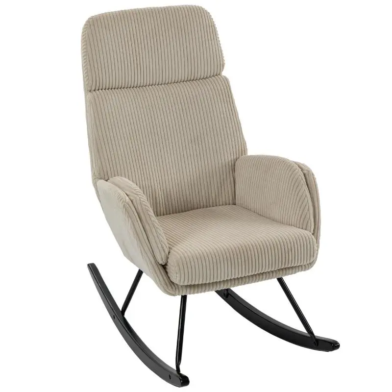 Beige Corduroy Rocking Chair