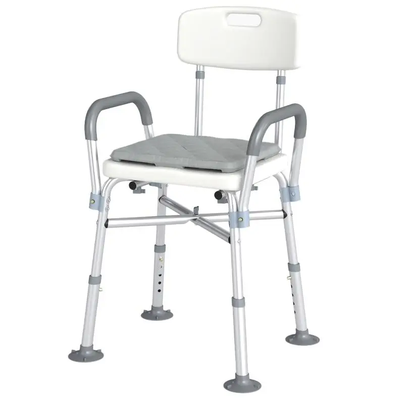 Height-Adjustable Shower Chair with Armrests